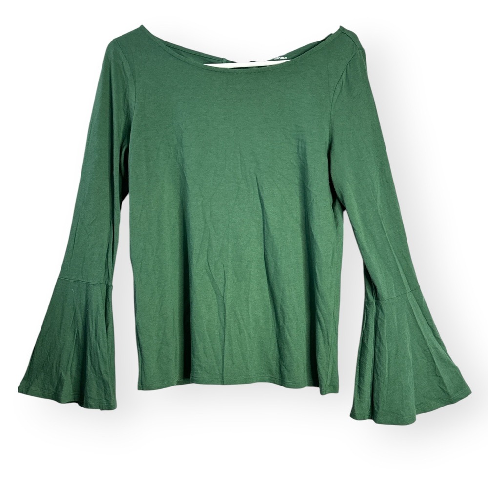 Banana Republic Green Bell Sleeve Tie Back Designer Tee Top Small Poetcore